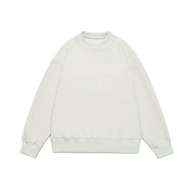 Unisex Boxy Knit Sweater with chunky ribbed texture and round neck Chichicherry
