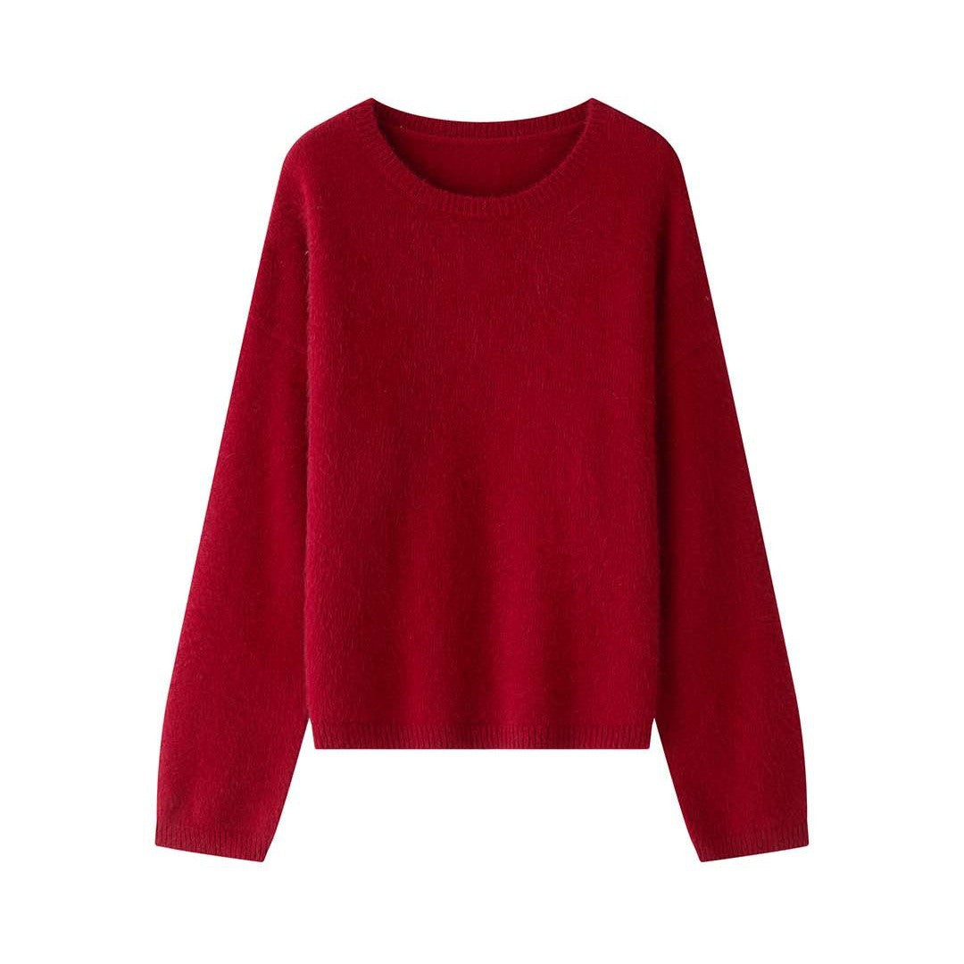 Women's Oversize Fine Knit Sweater with Voluminous Funnel Neck and Loose Silhouette Chichicherry