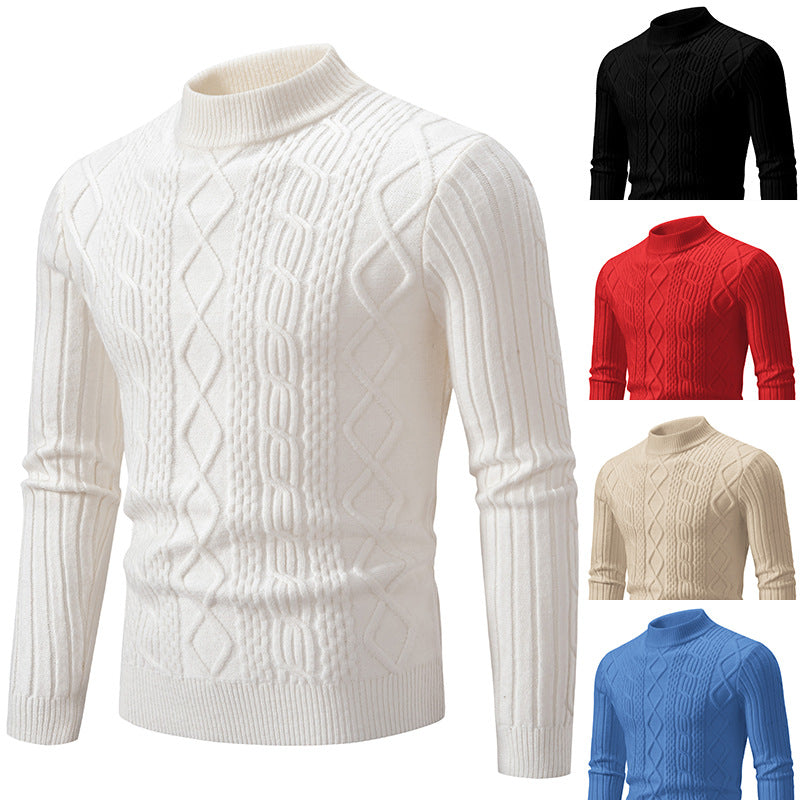 Men's Structured Mockneck Cable Knit Sweater Chichicherry