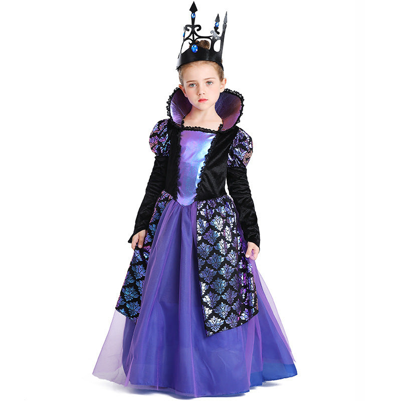 Girls Princess Costume with Shimmering Embellishments and Elegant Collar Chichicherry
