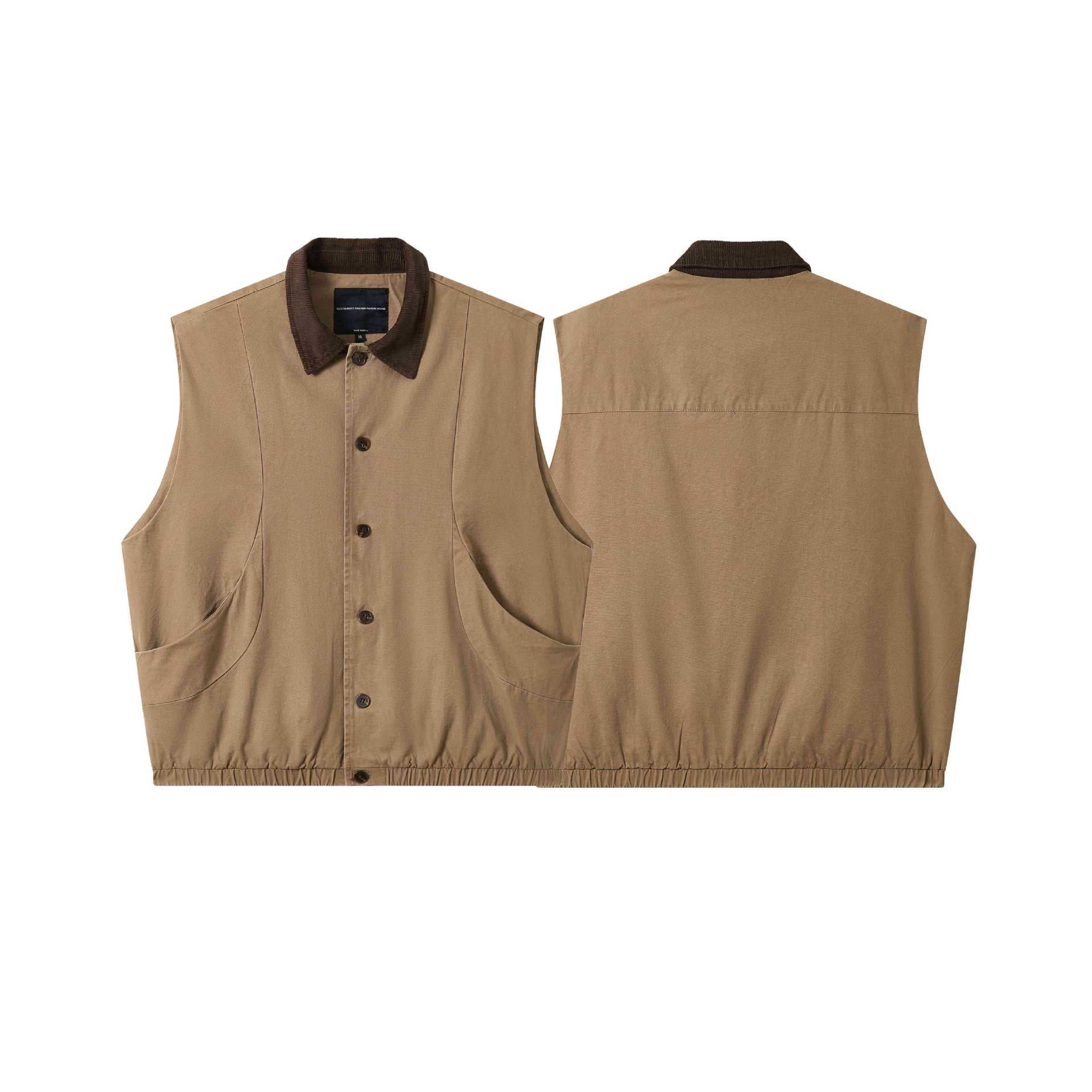 Men's Utilitarian Vest with Cord Collar and Generous Pockets Chichicherry
