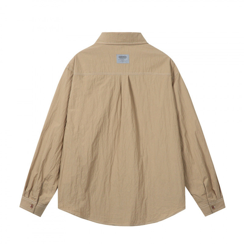 Men's overshirt in boxy cut with contrast stitching and patch chest pockets Chichicherry