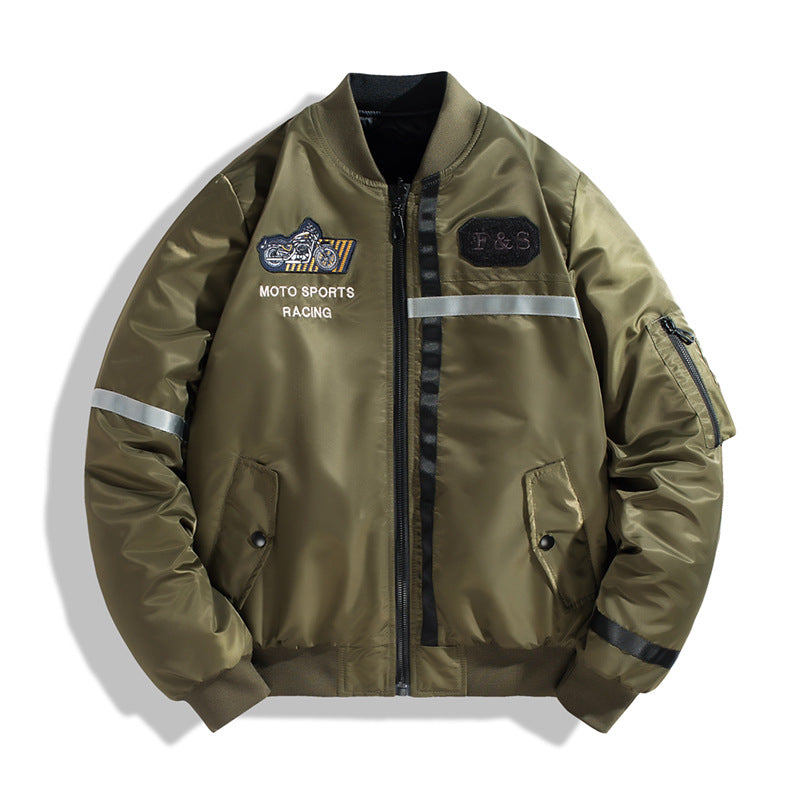 Men's bomber jacket in flight jacket style with reflective stripes, utility pockets and light thermal lining Chichicherry