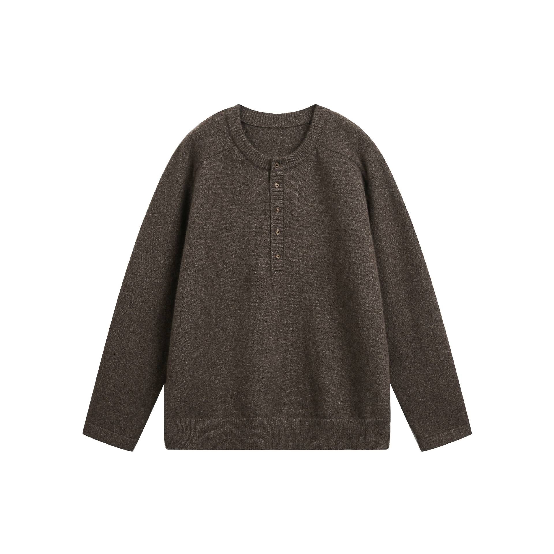 Women's chunky knit Henley pullover in oversized cut with button placket Chichicherry
