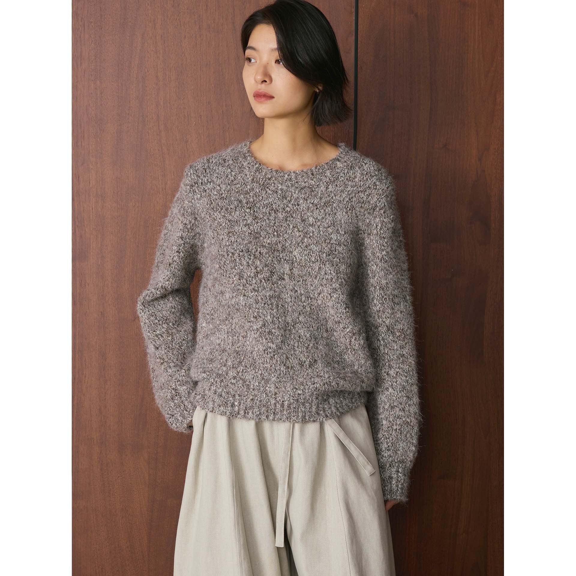 Women’s Fluffy Chunky Knit Sweater with Button Turtleneck Chichicherry