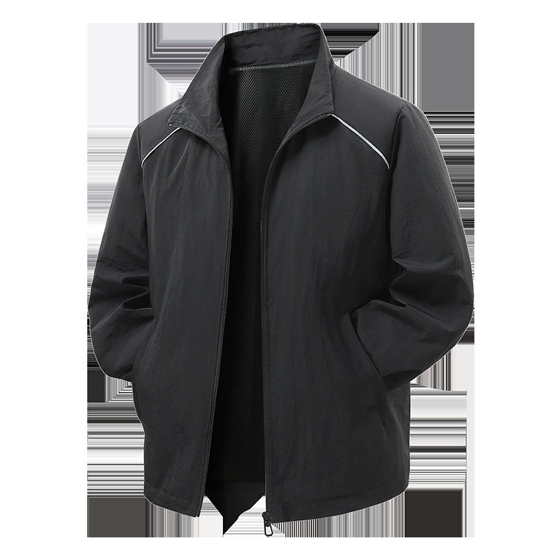 Men's Lightweight Wind and Rain Jacket with Mesh Lining and Reflective Shoulder Piping Chichicherry