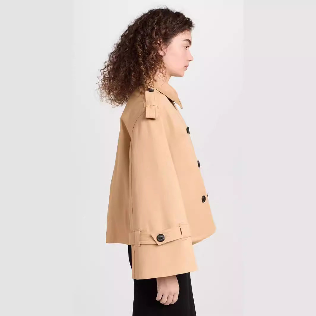 Women's Short Double-Breasted Trench Coat in Boxy Cut Chichicherry