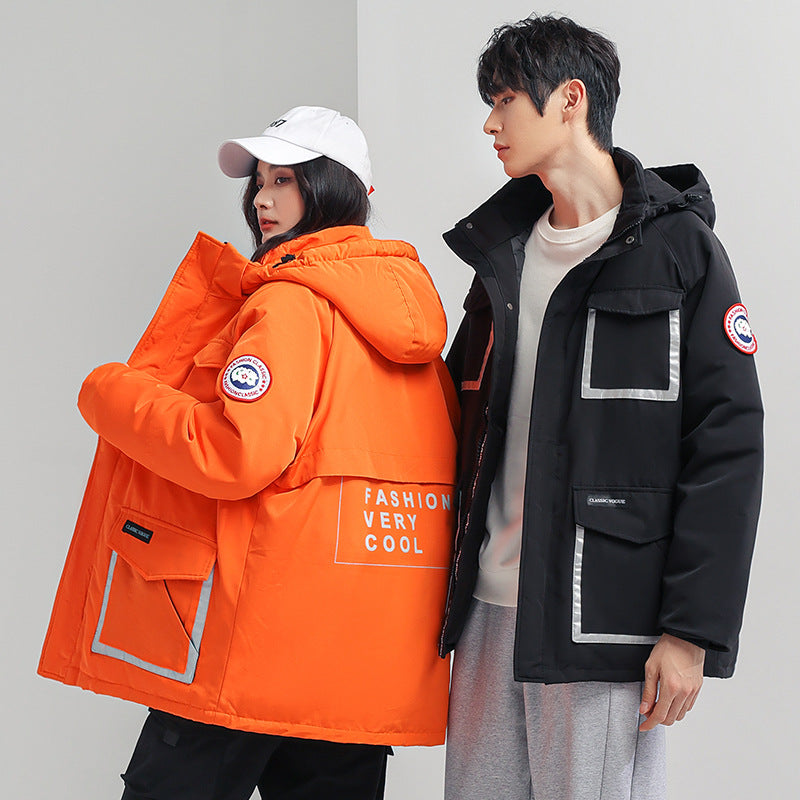 Women's parka jacket with hood, padded, reflective details and large cargo pockets Chichicherry