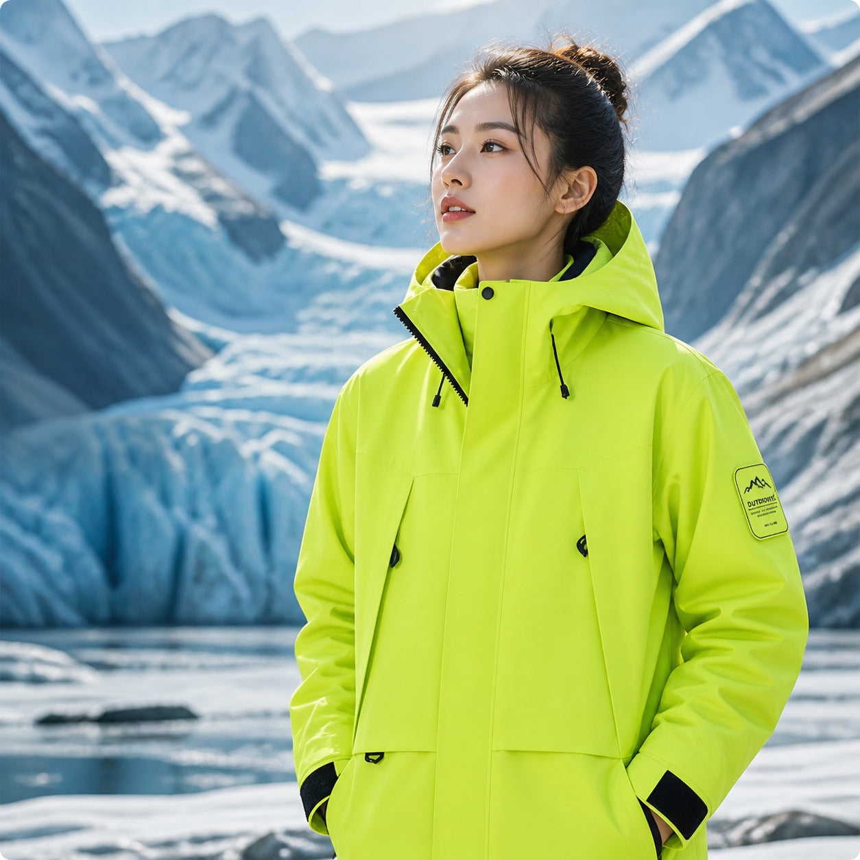 Unisex waterproof two-layer softshell rain jacket with removable fleece lining and hood Chichicherry