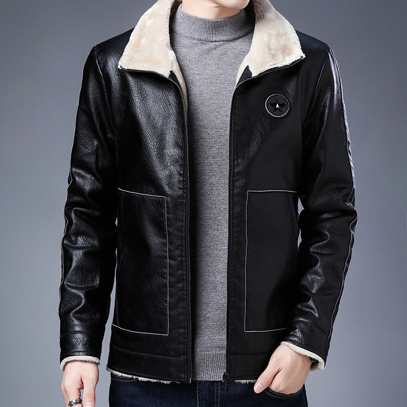 Men's pilot blouson in leather look with Sherpa lining and stand-up collar Chichicherry