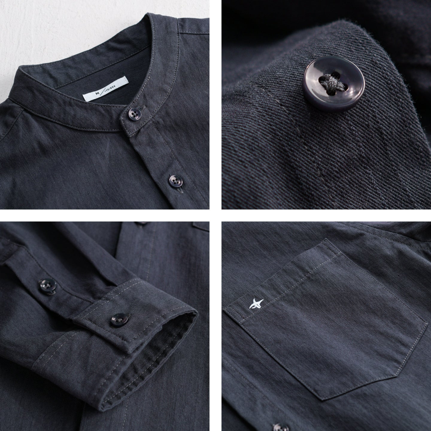 Men's Lightweight Cotton Shirt with Stand Collar, Chest Pocket and Relaxed Fit Chichicherry