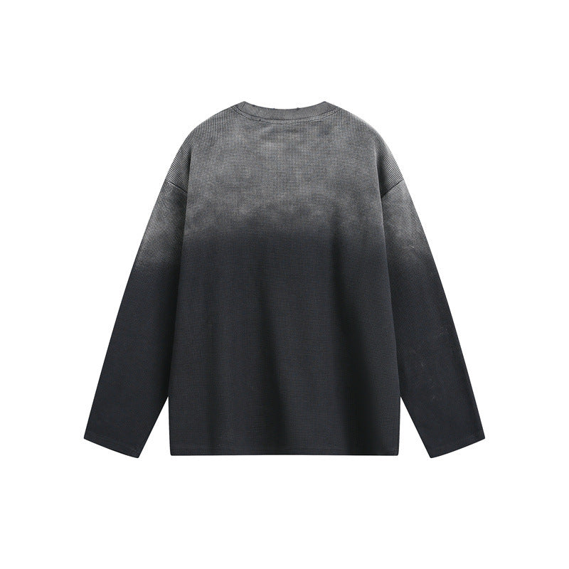 Unisex Oversized Long Sleeve Sweatshirt with Dip-Dye, large graphic print and chest pocket Chichicherry