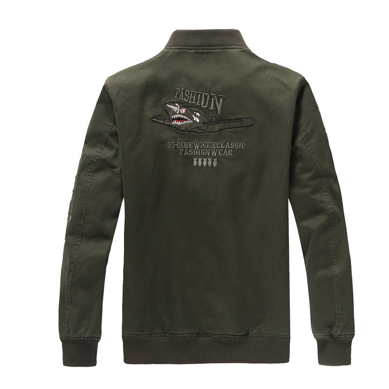 Men's Field Bomber Jacket in Pilot Style with Patch Applications and Arm Pocket Chichicherry