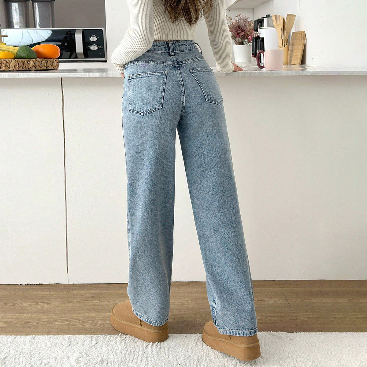 Women Relaxed-Fit High-Waist Jogger-Jeans with elastic ankle finish Chichicherry