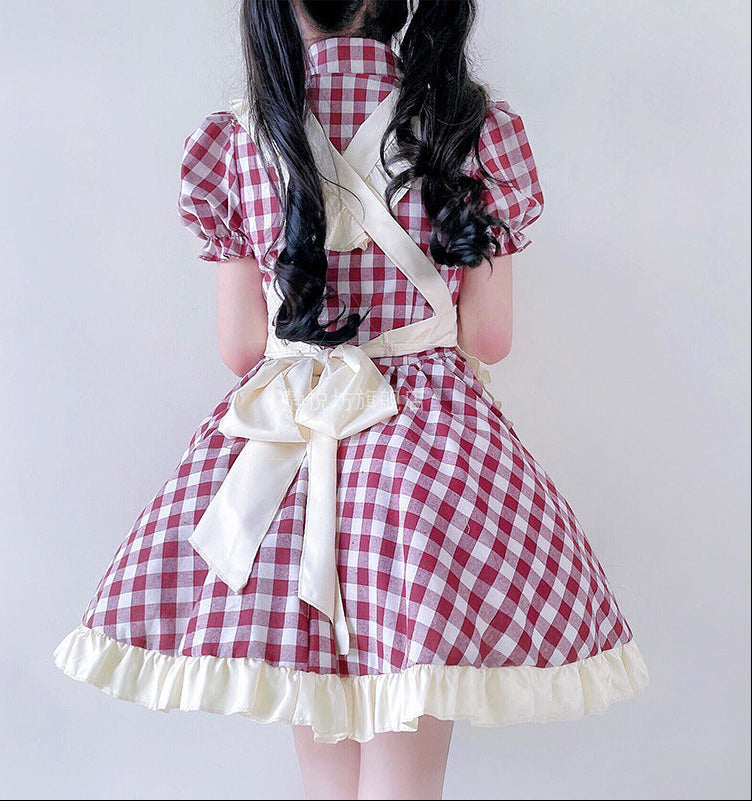 Women Nostalgic Maid Dress with Ruffle Details Chichicherry