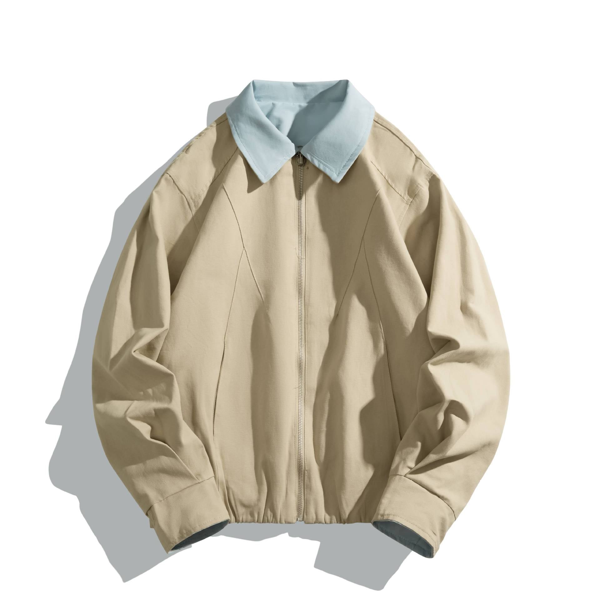 Unisex Short Cut Boxy Blouson with Contrast Collar and Light Padding Chichicherry