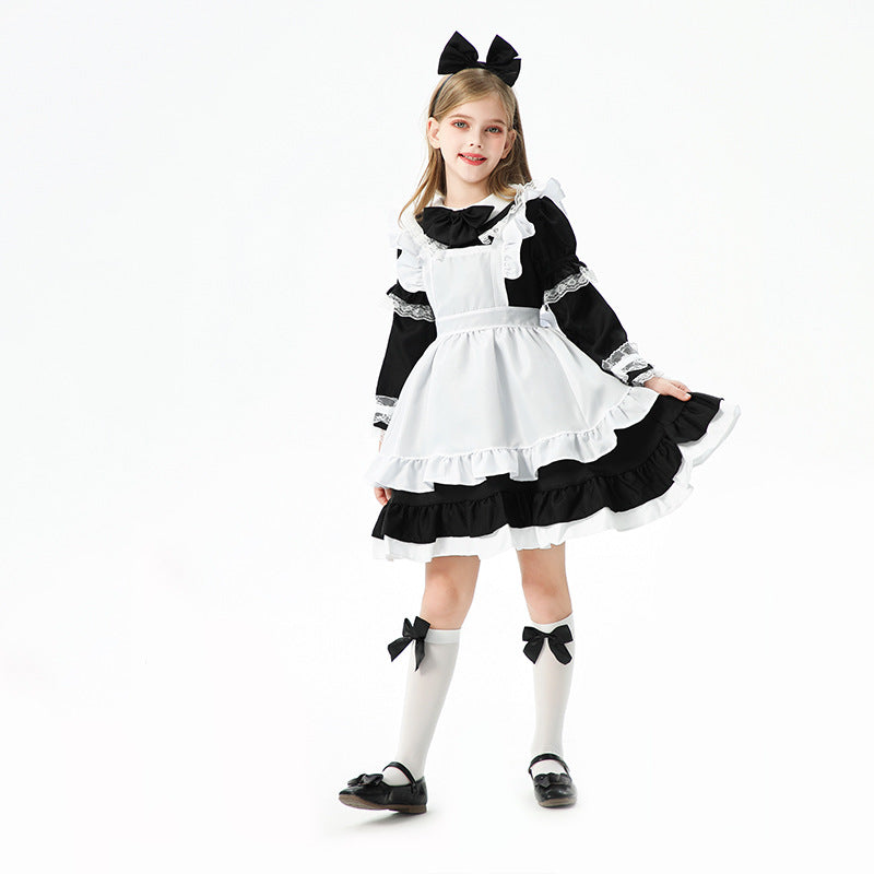 Girl's playful maid dress with ruffle details Chichicherry