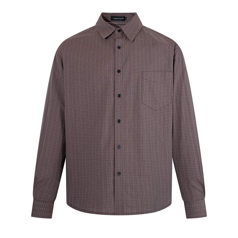 Men's long sleeve shirt in fine Glencheck with chest pocket and straight cut Chichicherry