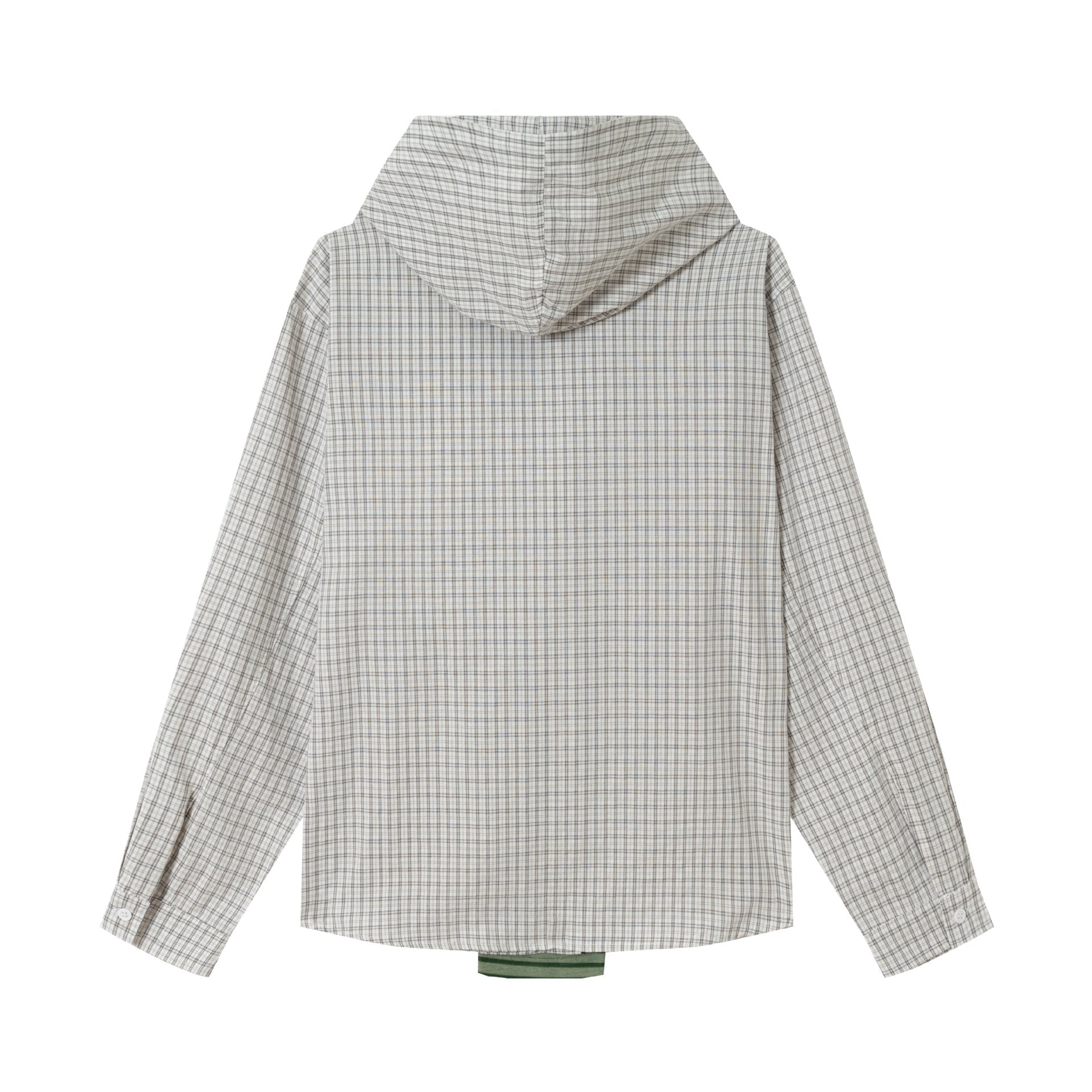 Women's Oversize Shirt Jacket with Hood, Attached Knit Scarf and Chest Patch Chichicherry