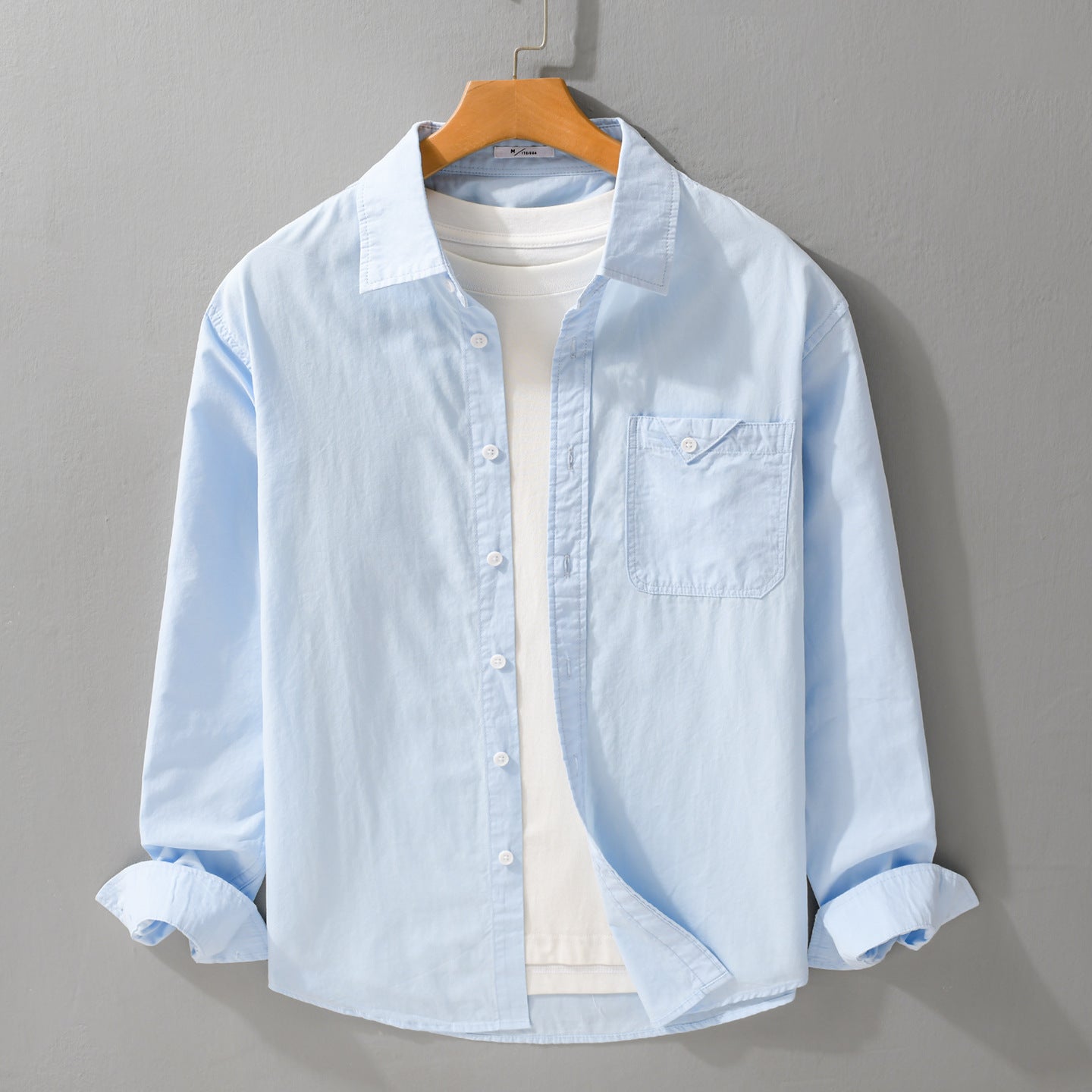 Men's layered shirt with integrated T-shirt layer and patch chest pocket Chichicherry
