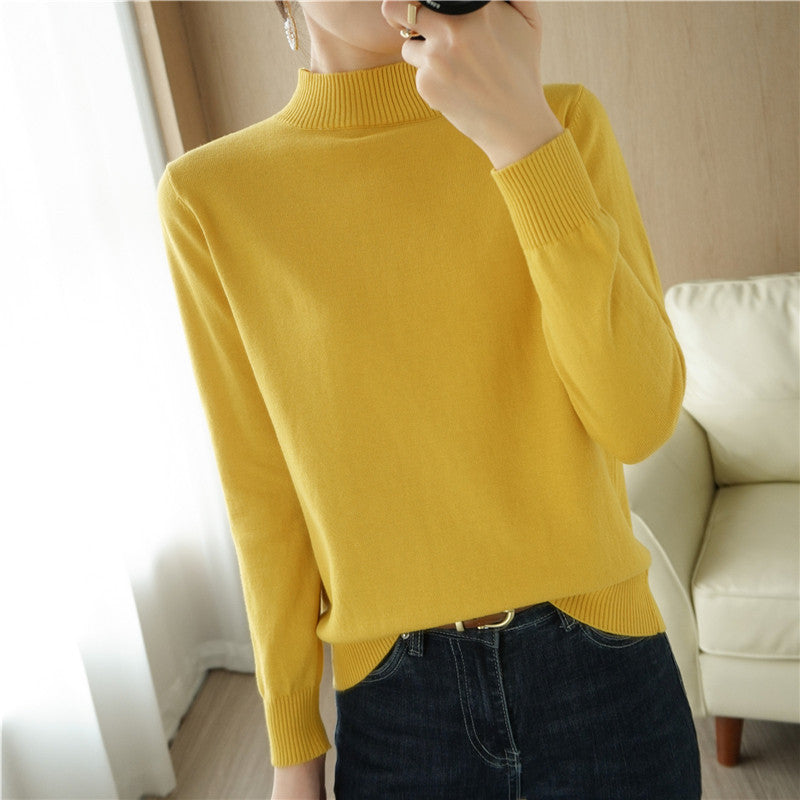 Ladies Lightweight Short-Cut Stand Collar Sweater made of Fine Knit with Extended Ribbed Cuffs Chichicherry