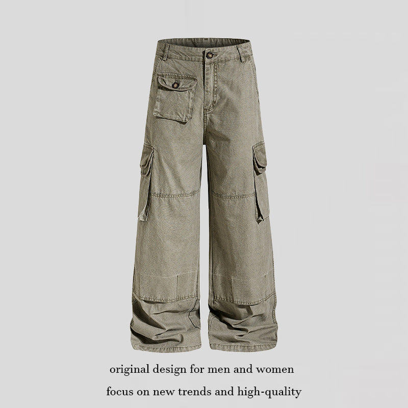 Women's Wide Cargo Culotte Pants with High Waist, Large Cargo Pockets and Casual Baggy Silhouette Chichicherry