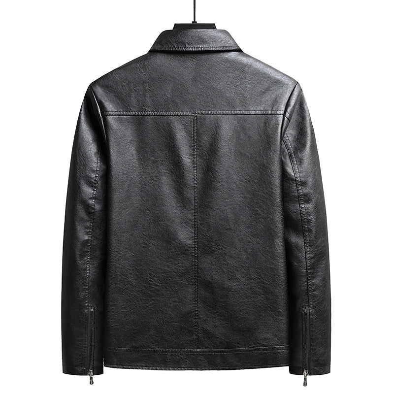 Men's slim faux leather bomber jacket with shirt collar and ergonomic seam details Chichicherry