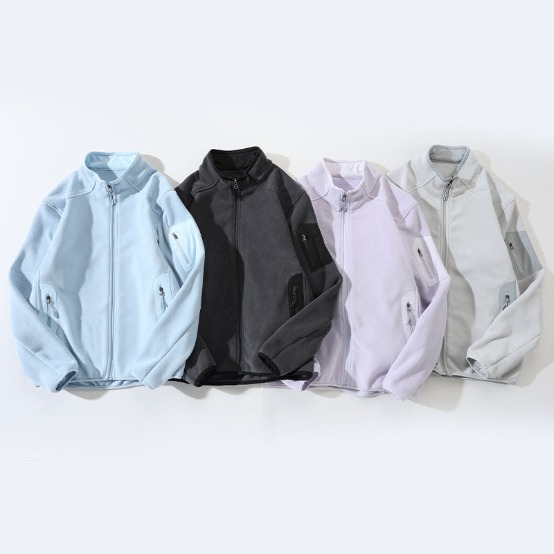 Men's fleece jacket with stand-up collar and softshell inserts Chichicherry