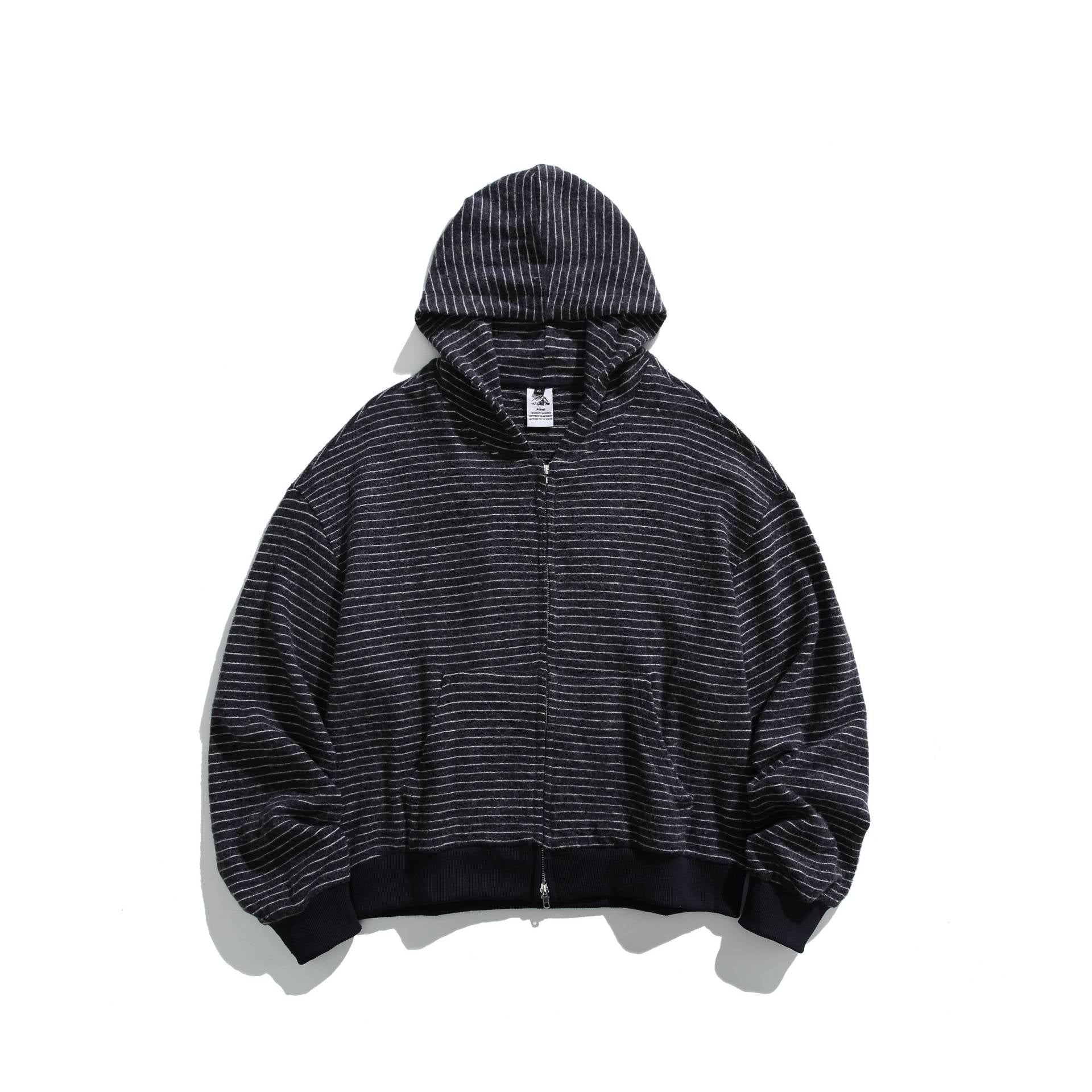 Unisex Striped Hoodie with Full Zip and Ribbed Cuffs Chichicherry