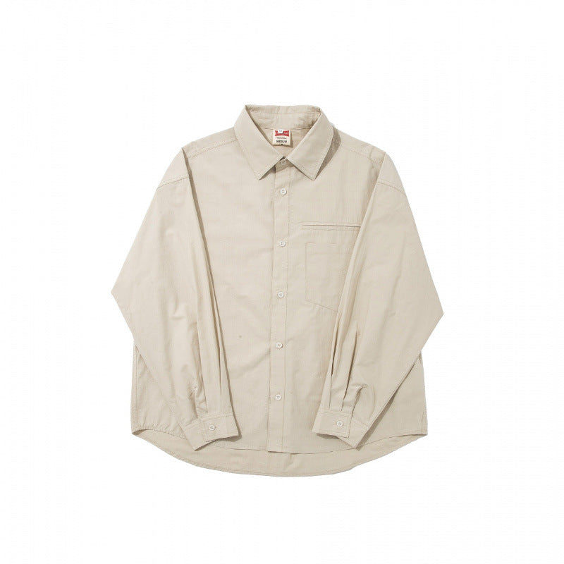 Men's boxy shirt with fine grid structure, boxy silhouette, and patch breast pocket Chichicherry