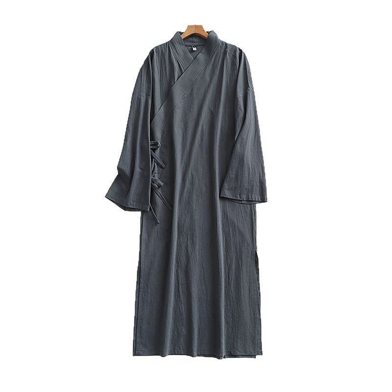Women's Long Kimono-Style Wrap Dress with Wide Sleeves and Side Ties Chichicherry