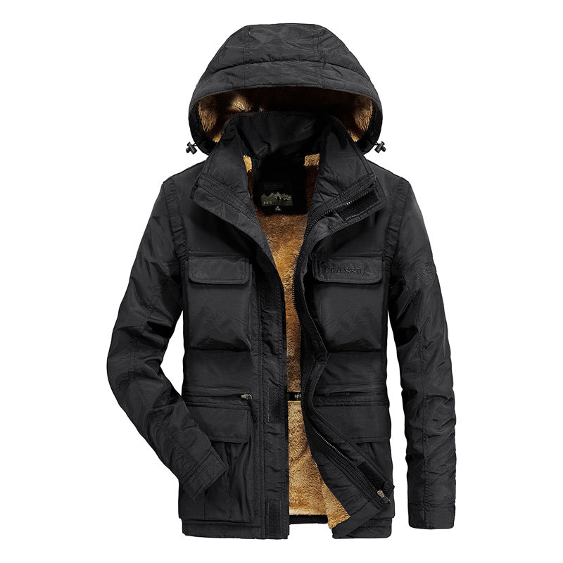 Men's thermal parka with teddy fleece lining, hood and multifunctional pockets Chichicherry