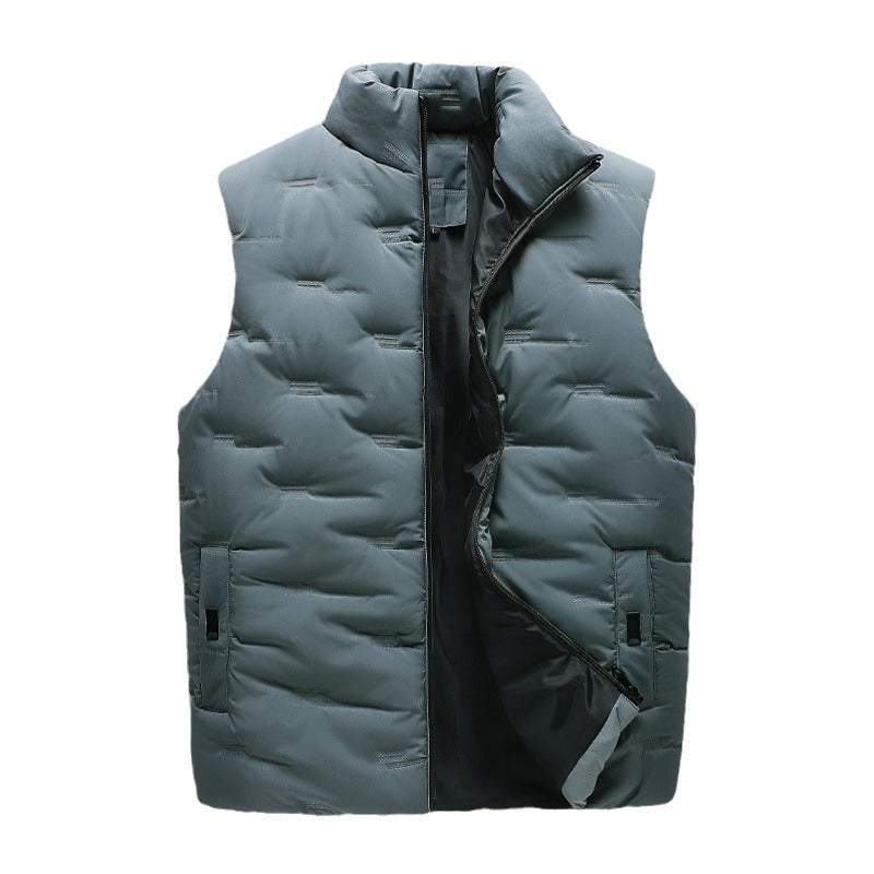 Men's Lightweight Thermal Quilted Vest with High Collar, Windproof Microfiber Shell, and Concealed Zipper Pockets Chichicherry
