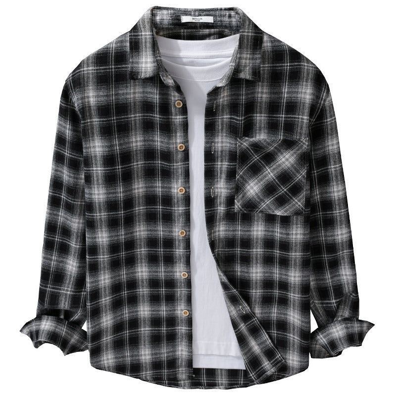 Men's Checkered Flannel Overshirt with Soft Cotton Texture, Chest Pocket and Relaxed Fit Chichicherry