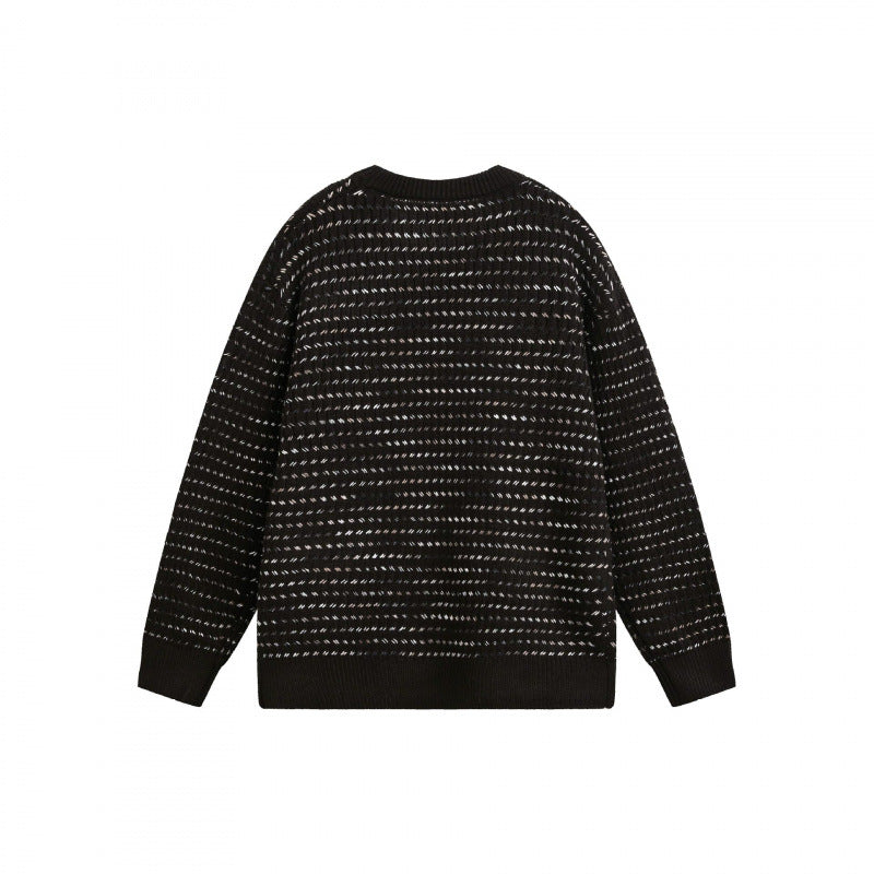 Unisex fine-knit sweater with structured striped look and round neck Chichicherry