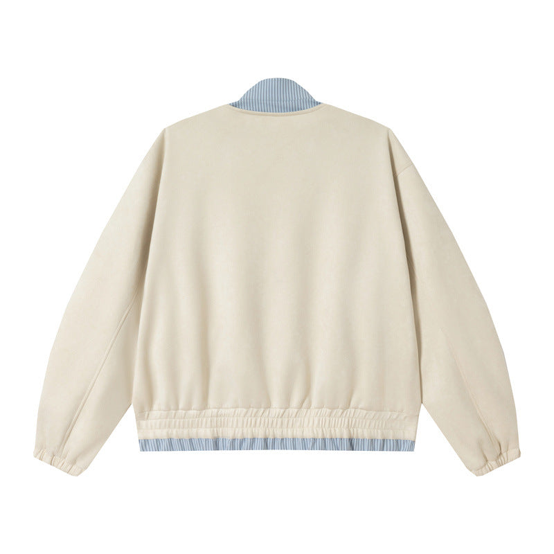 Unisex Short Cropped Boxy Blouson Jacket made of Cotton Blend with Quilted Lining and Stand-Up Collar Chichicherry