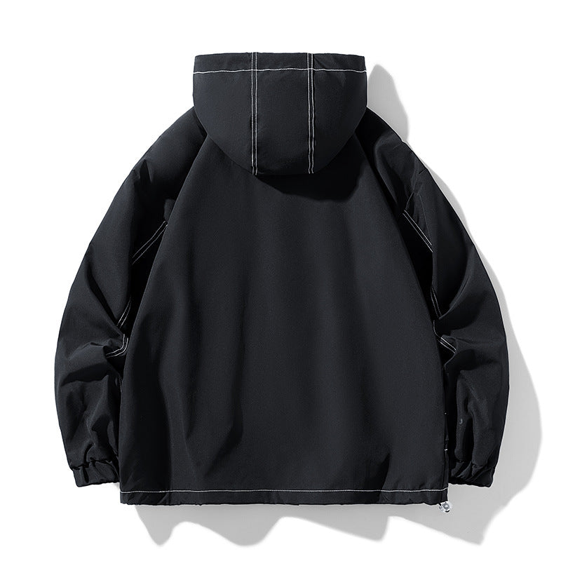 Men's Oversize Softshell Jacket with Hood, water-repellent surface & contrasting seam details Chichicherry