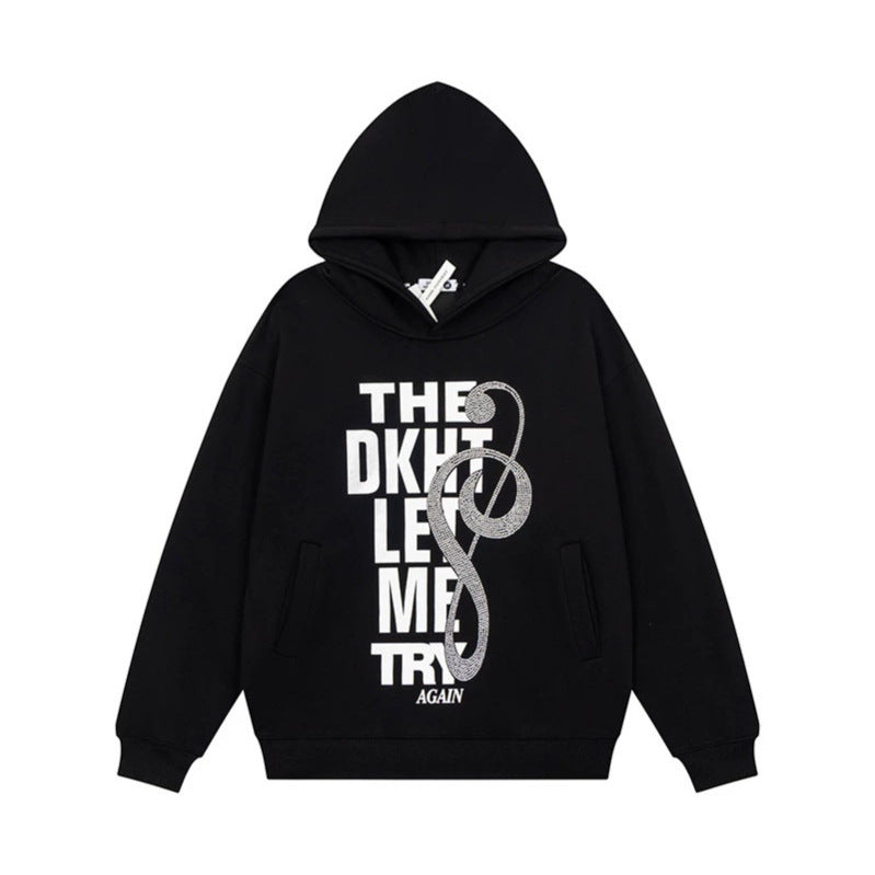 Women's hoodie with rhinestone front print, relaxed fit and side pockets Chichicherry