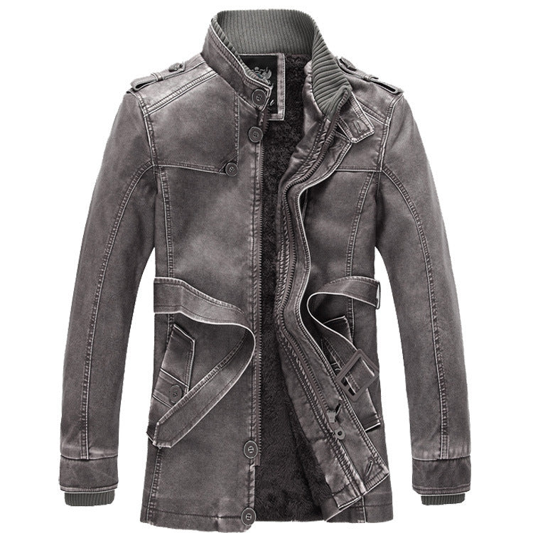 Men's Padded Utility Denim Jacket with High Stand Collar Chichicherry