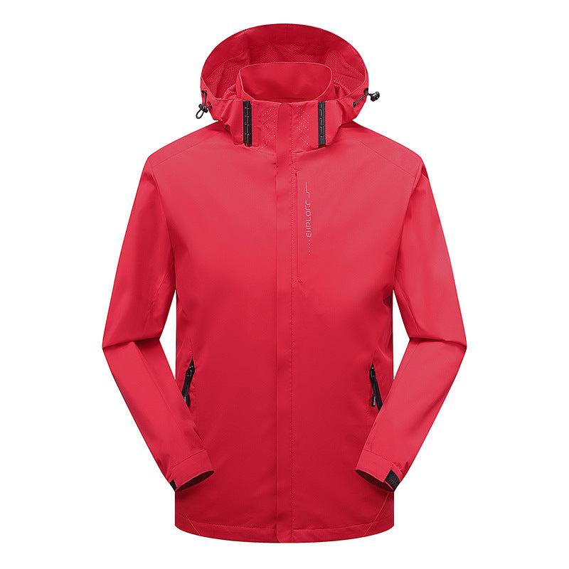 Men's lightweight waterproof softshell hoodie with hood and camouflage hex all-over print Chichicherry