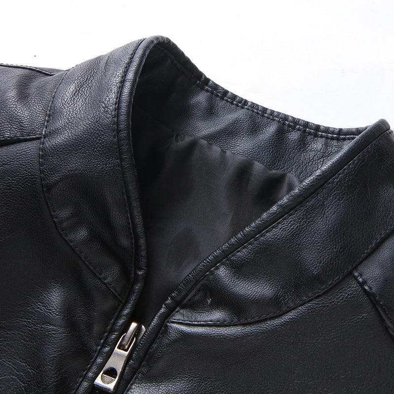 Men's Faux Leather Blouson in Slim Fit with fine texture, stand-up collar and concealed zipper Chichicherry