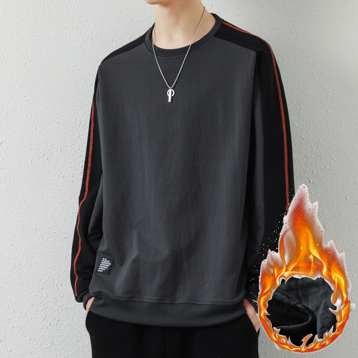 Men's Oversized Sweatshirt with Contrasting Sleeves, Flat Seam Details and Ribbed Cuffs Chichicherry
