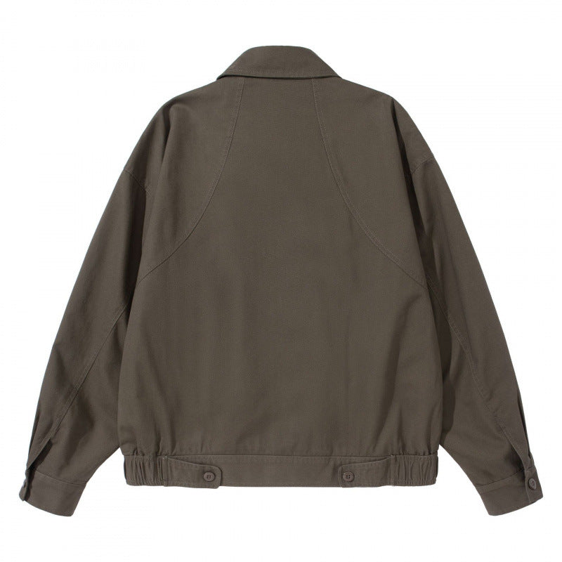 Men's Lightweight Boxy Field Jacket with Shirt Collar, Concealed Button Placket and Elastic Hem Chichicherry