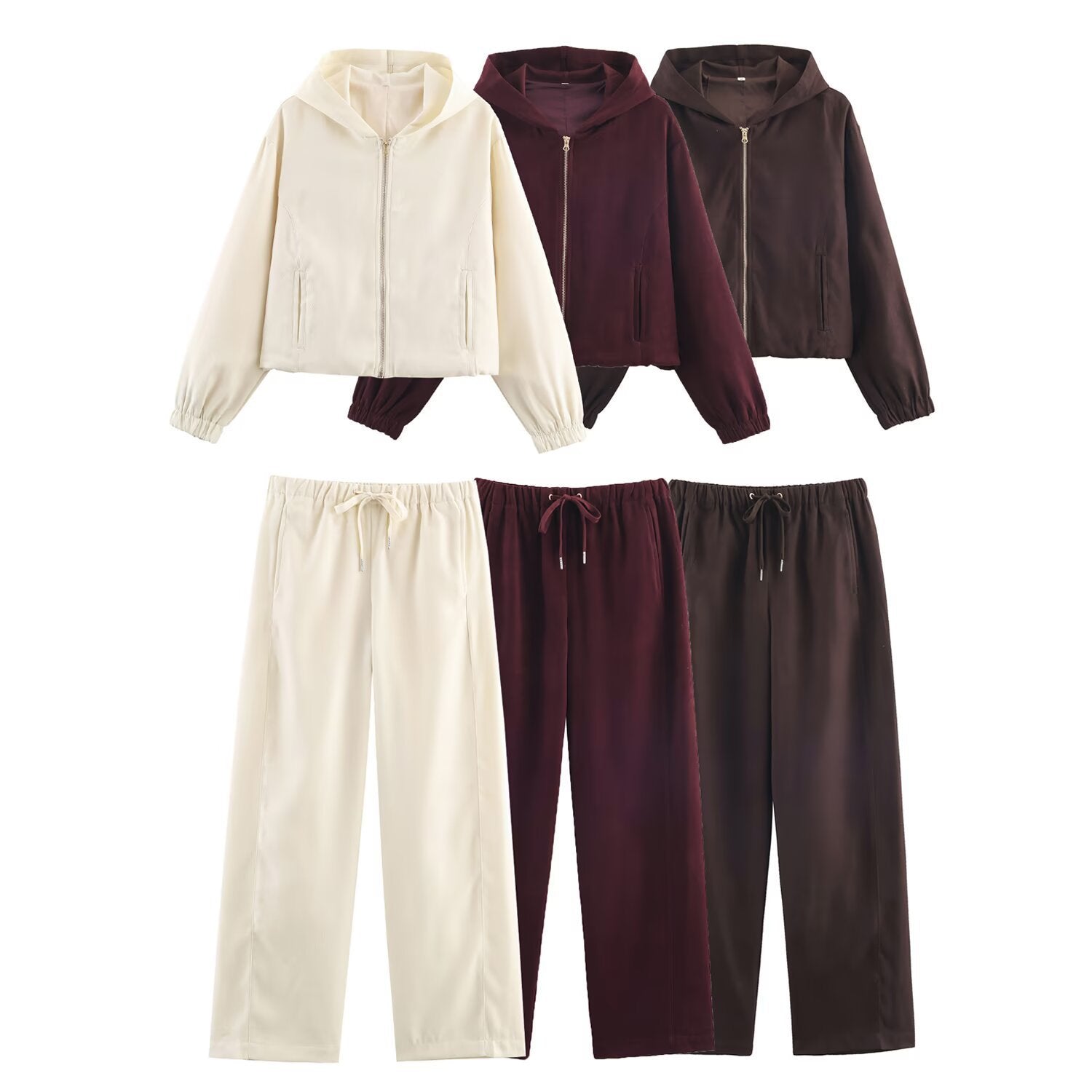 Ladies Boxy Hooded Jacket in Velvet Look with Full Zip and Elastic Hem Chichicherry