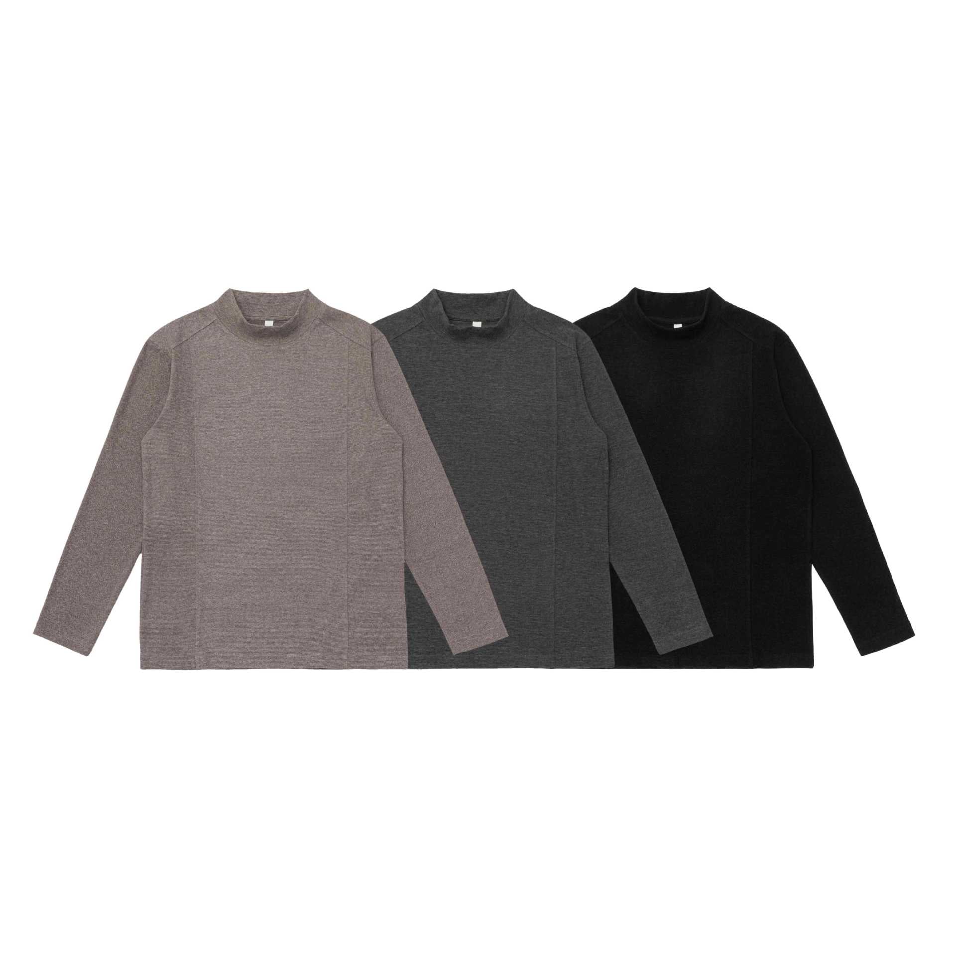 Unisex fine-structured stand-up collar sweater with seams Chichicherry