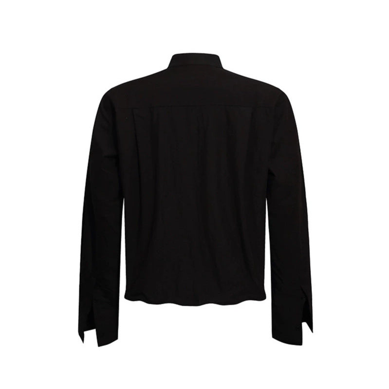 Men's shirt with stand-up collar, chest pocket and relaxed fit Chichicherry