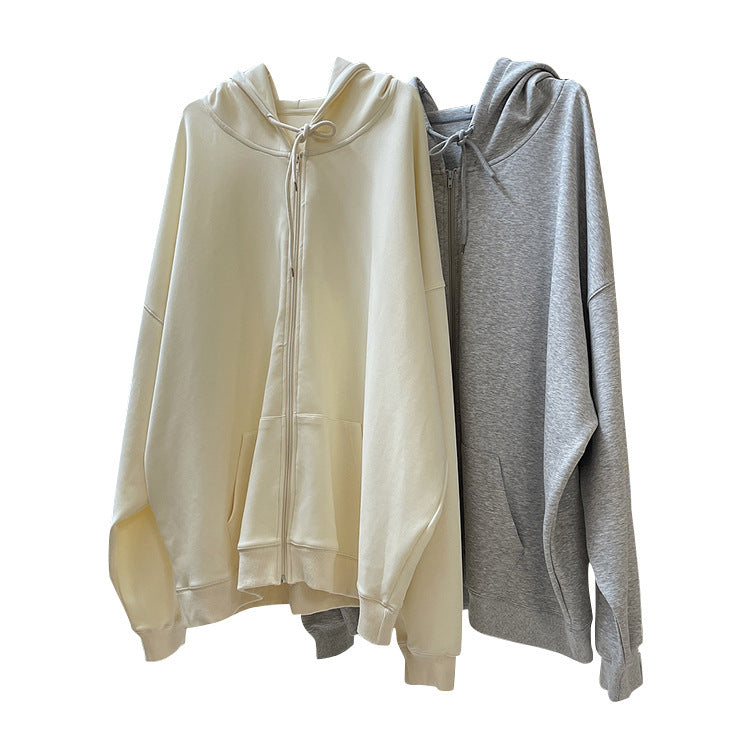 Women's Oversize Zip Hoodie made of heavy cotton fleece with concealed zipper Chichicherry