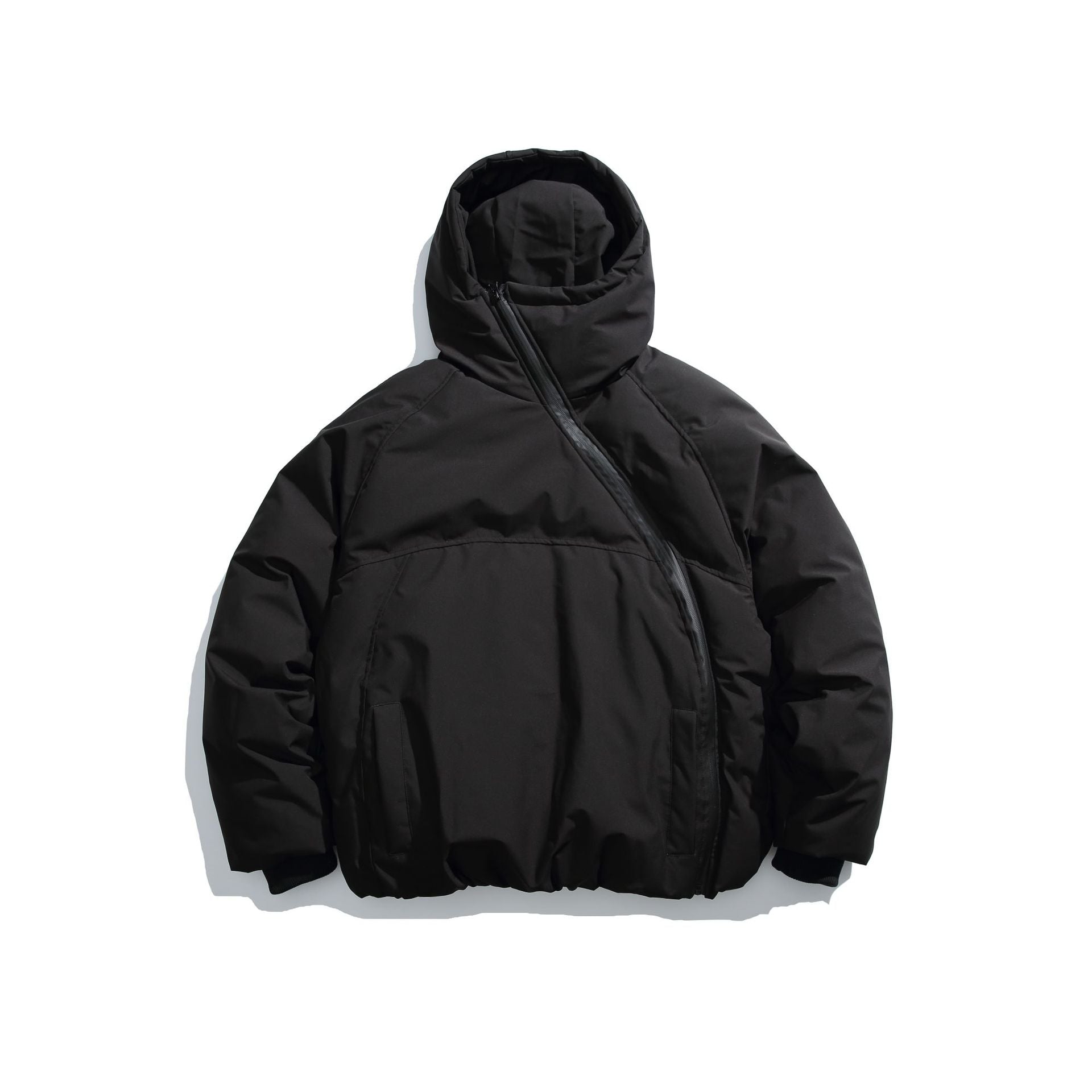 Unisex Short-cut asymmetrical padded parka with hood and thermo insulation Chichicherry