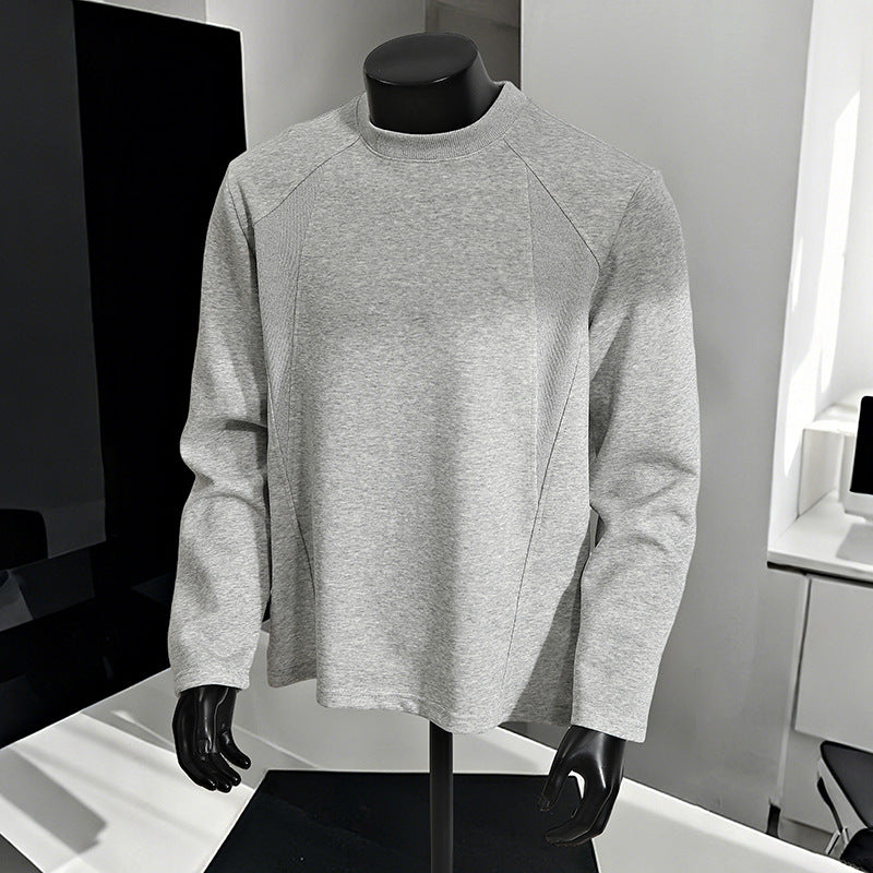 Men's Minimalist Long Sleeve Sweatshirt with Raglan Sleeves and Clean-Cut Round Neck Chichicherry