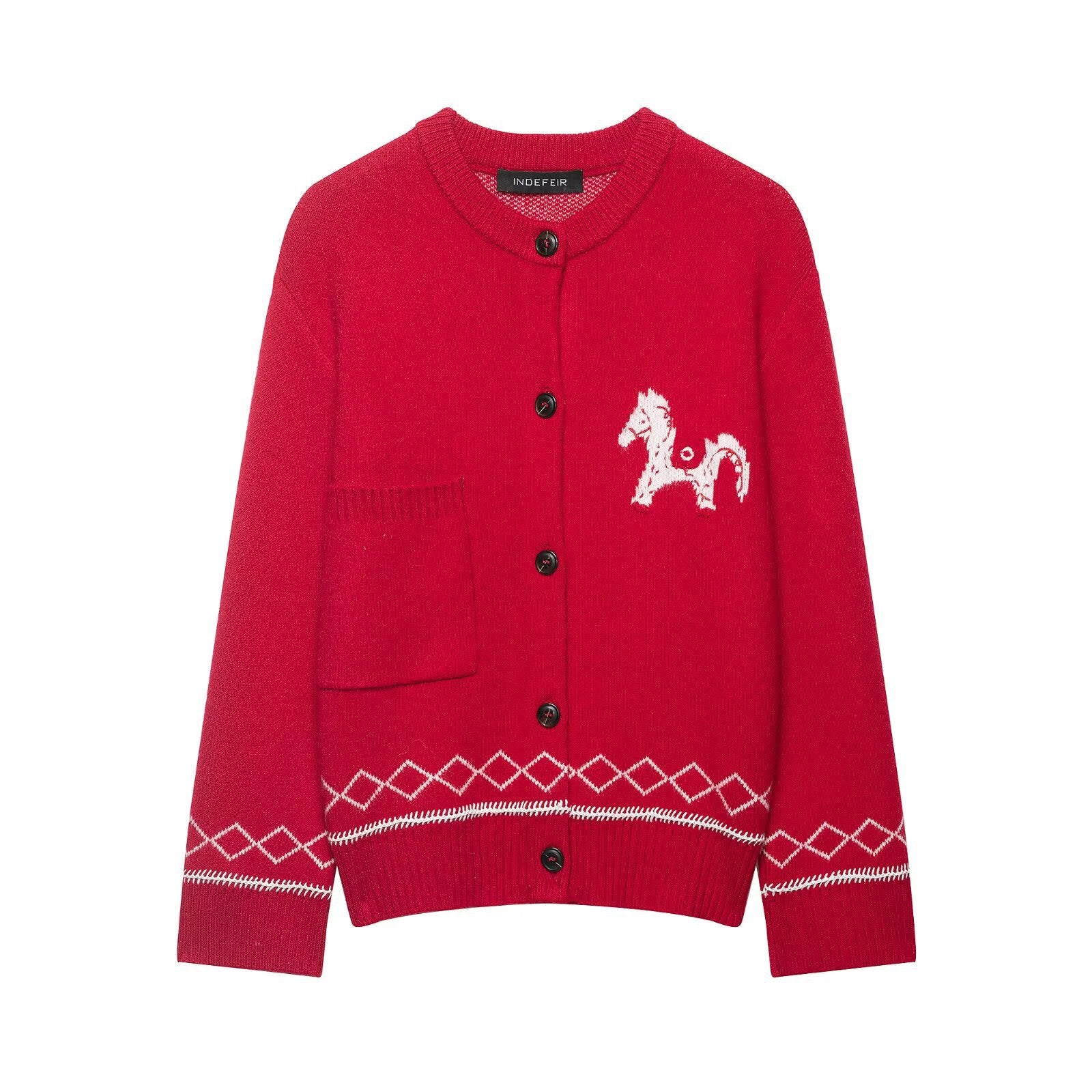 Women’s fine knit cardigan with crocheted Peter Pan collar Chichicherry